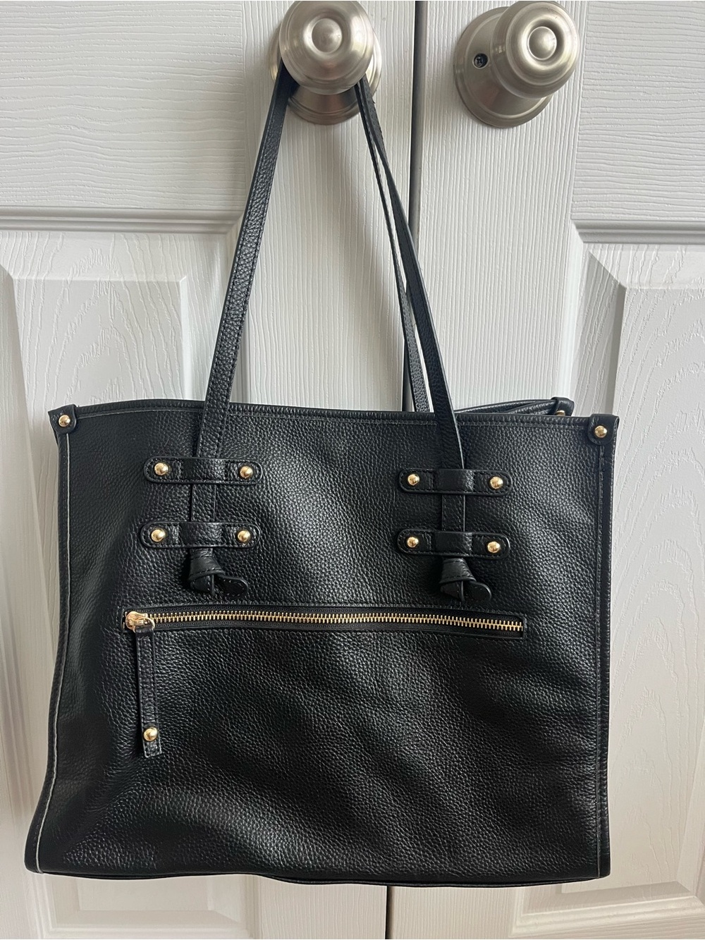 Laggo Siena Black Leather Tote Bag